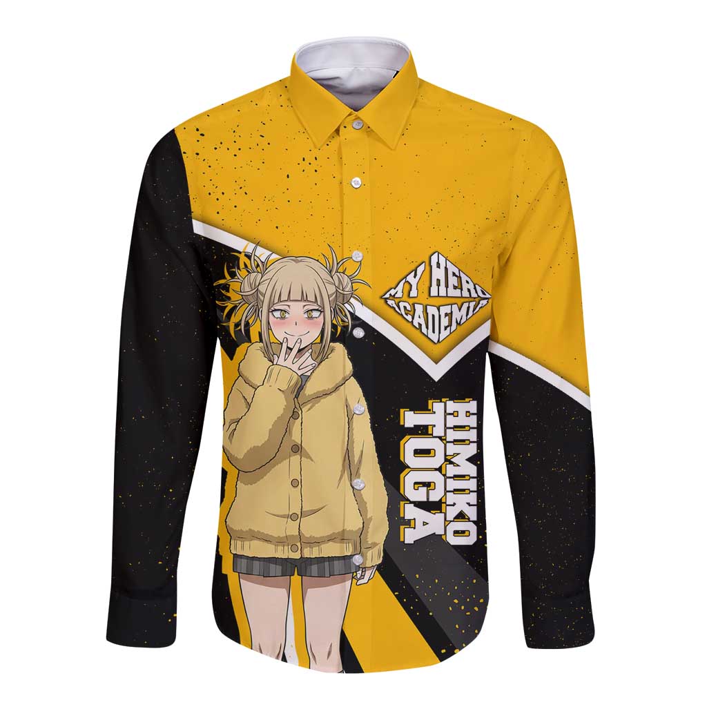 Himiko Toga My Hero Academia Long Sleeve Button Shirt Anime Grunge Splatter Graphic Style