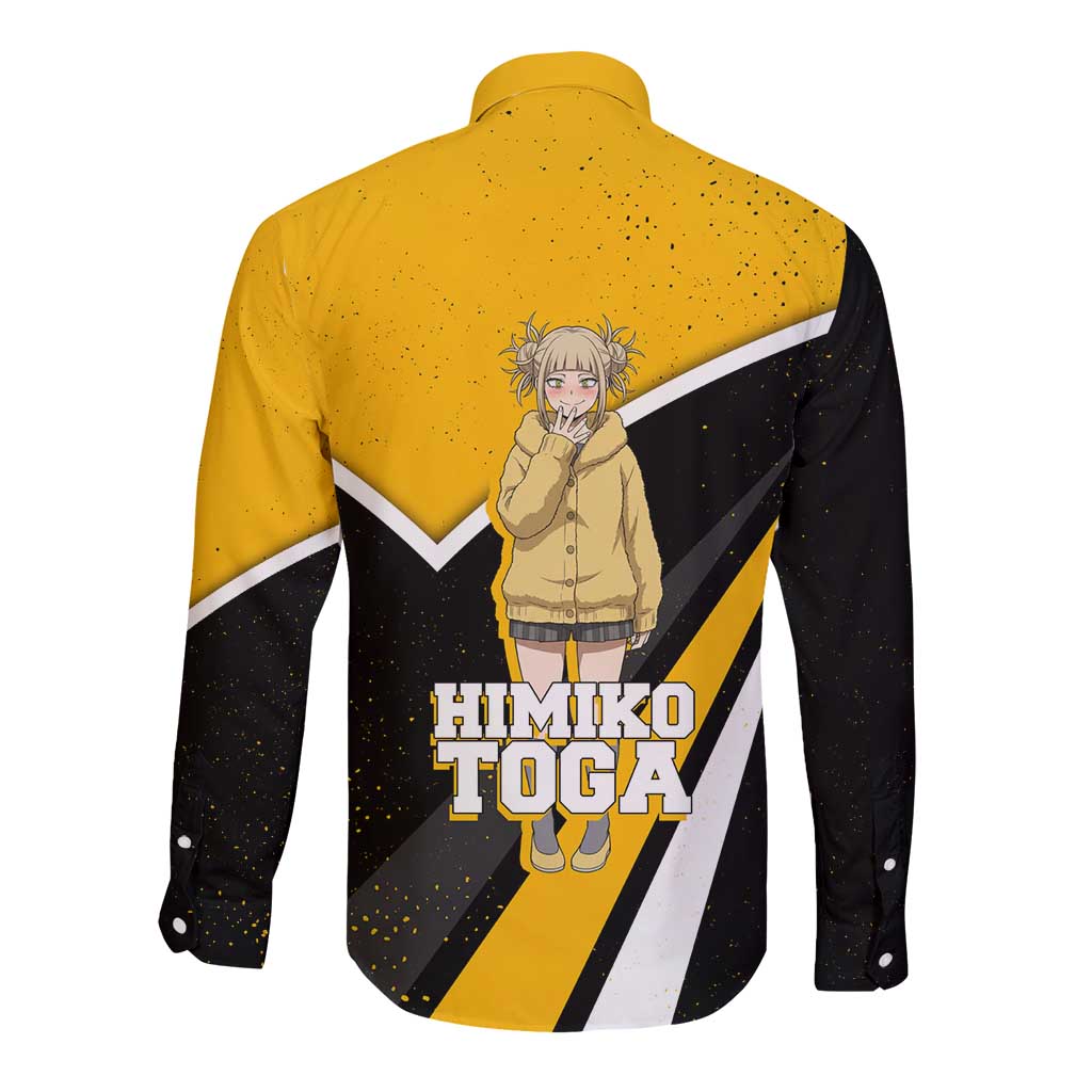 Himiko Toga My Hero Academia Long Sleeve Button Shirt Anime Grunge Splatter Graphic Style