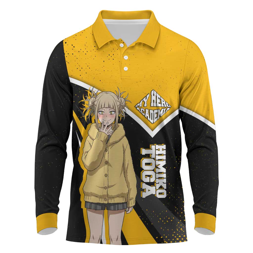 Himiko Toga My Hero Academia Long Sleeve Polo Shirt Anime Grunge Splatter Graphic Style