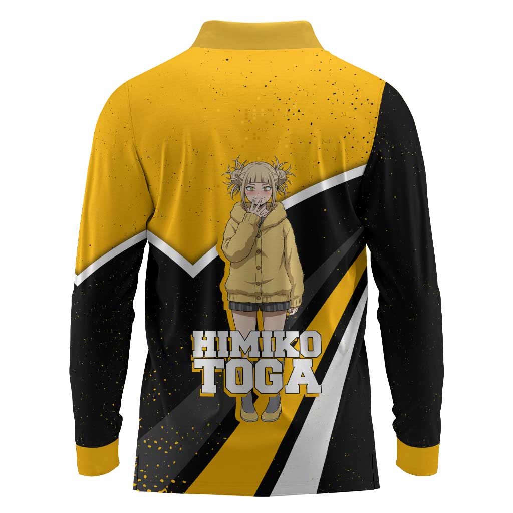 Himiko Toga My Hero Academia Long Sleeve Polo Shirt Anime Grunge Splatter Graphic Style