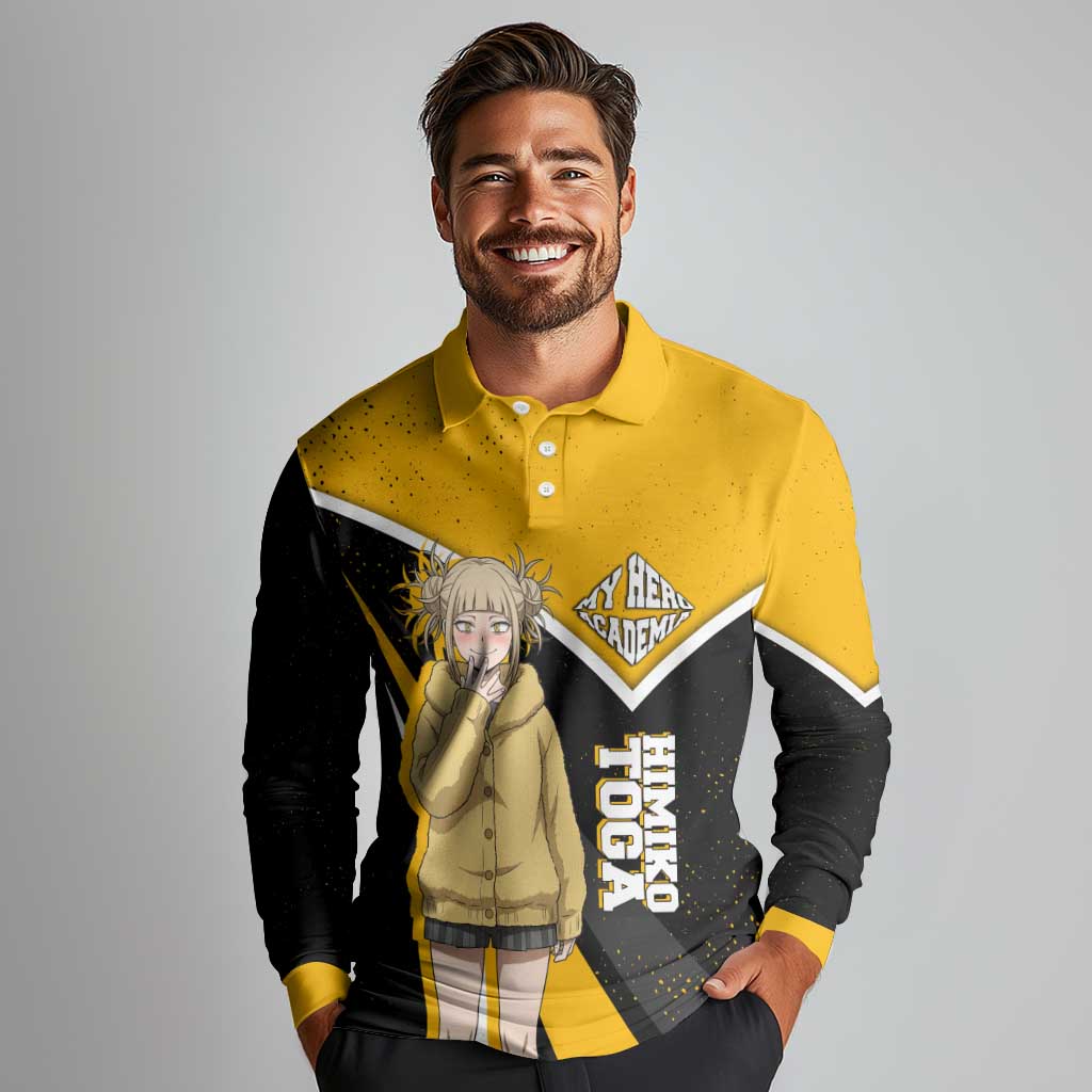Himiko Toga My Hero Academia Long Sleeve Polo Shirt Anime Grunge Splatter Graphic Style