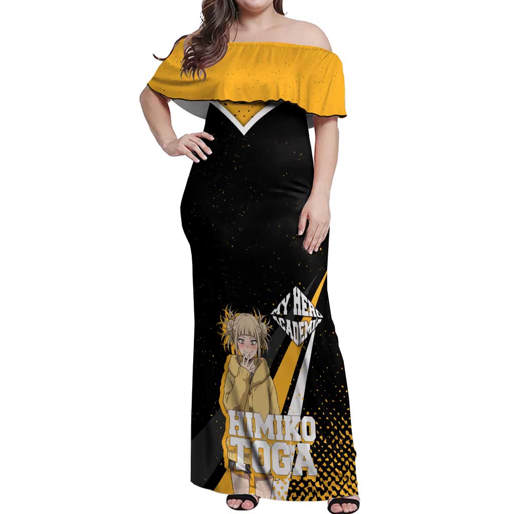 Himiko Toga My Hero Academia Off Shoulder Maxi Dress Anime Grunge Splatter Graphic Style