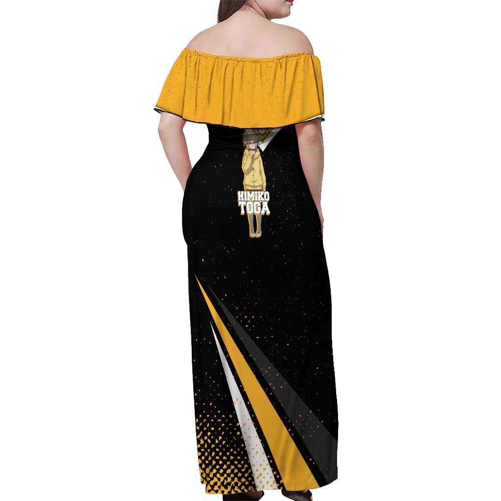 Himiko Toga My Hero Academia Off Shoulder Maxi Dress Anime Grunge Splatter Graphic Style