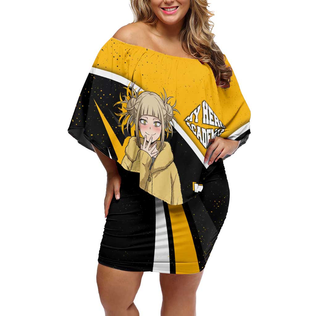 Himiko Toga My Hero Academia Off Shoulder Short Dress Anime Grunge Splatter Graphic Style