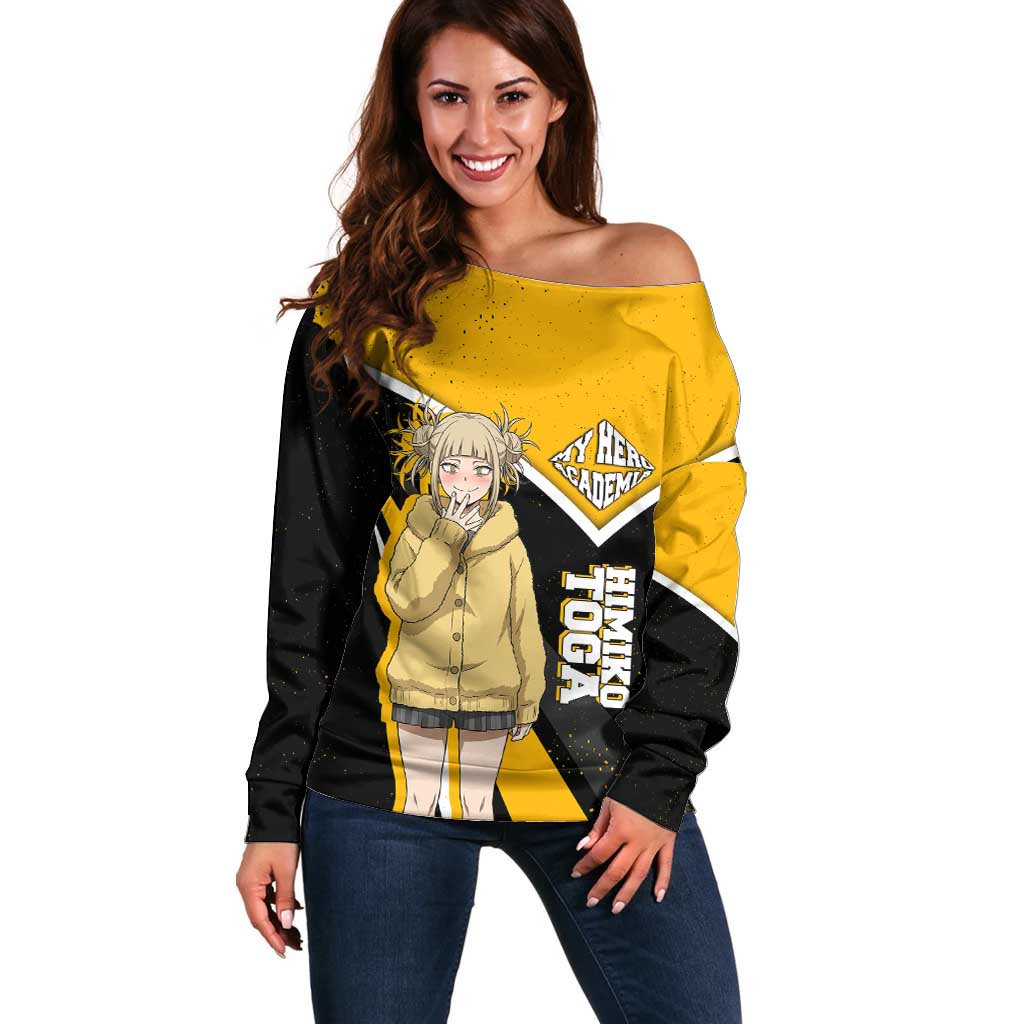 Himiko Toga My Hero Academia Off Shoulder Sweater Anime Grunge Splatter Graphic Style