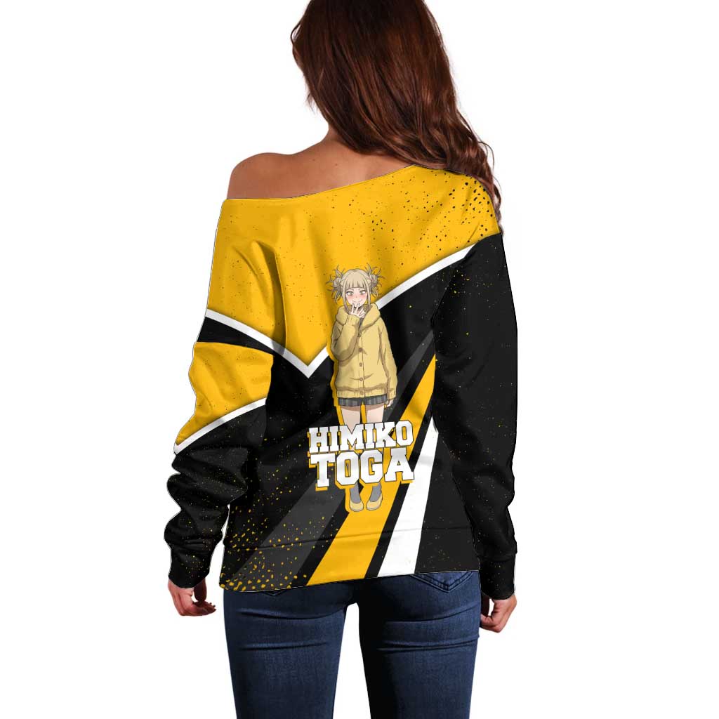 Himiko Toga My Hero Academia Off Shoulder Sweater Anime Grunge Splatter Graphic Style