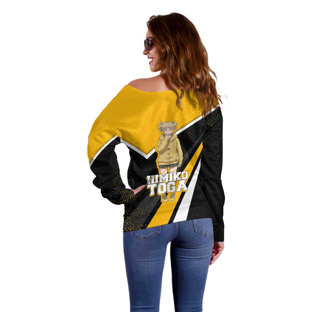 Himiko Toga My Hero Academia Off Shoulder Sweater Anime Grunge Splatter Graphic Style