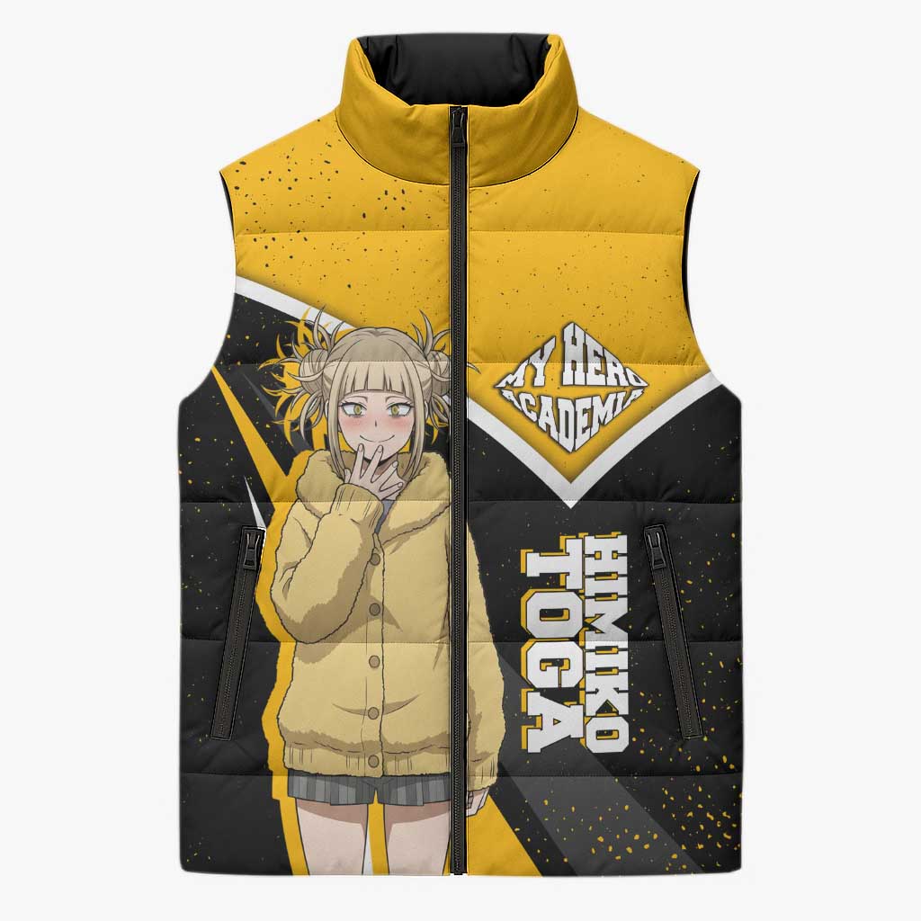 Himiko Toga My Hero Academia Sleeveless Puffer Jacket Anime Grunge Splatter Graphic Style
