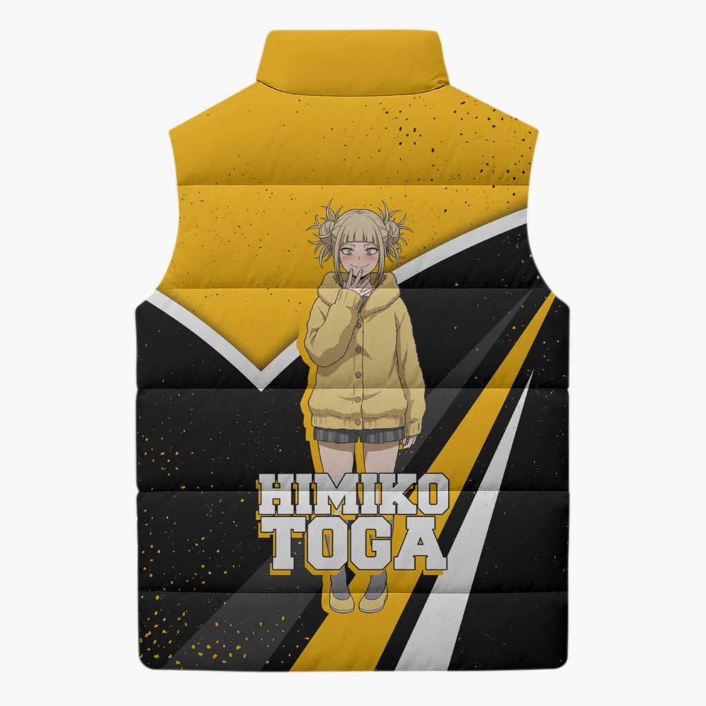 Himiko Toga My Hero Academia Sleeveless Puffer Jacket Anime Grunge Splatter Graphic Style