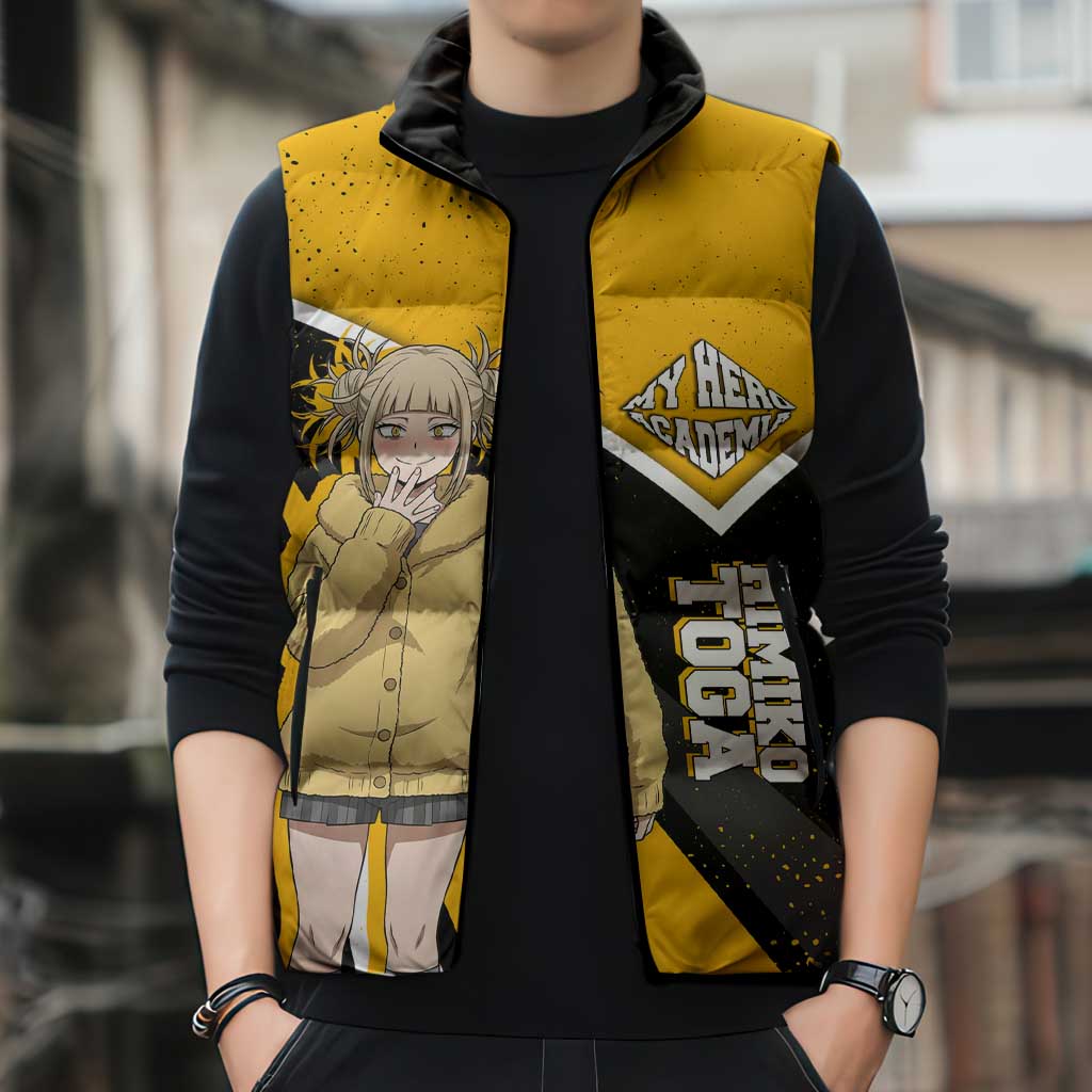 Himiko Toga My Hero Academia Sleeveless Puffer Jacket Anime Grunge Splatter Graphic Style