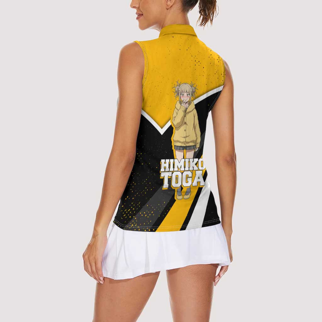 Himiko Toga My Hero Academia Women Sleeveless Polo Shirt Anime Grunge Splatter Graphic Style