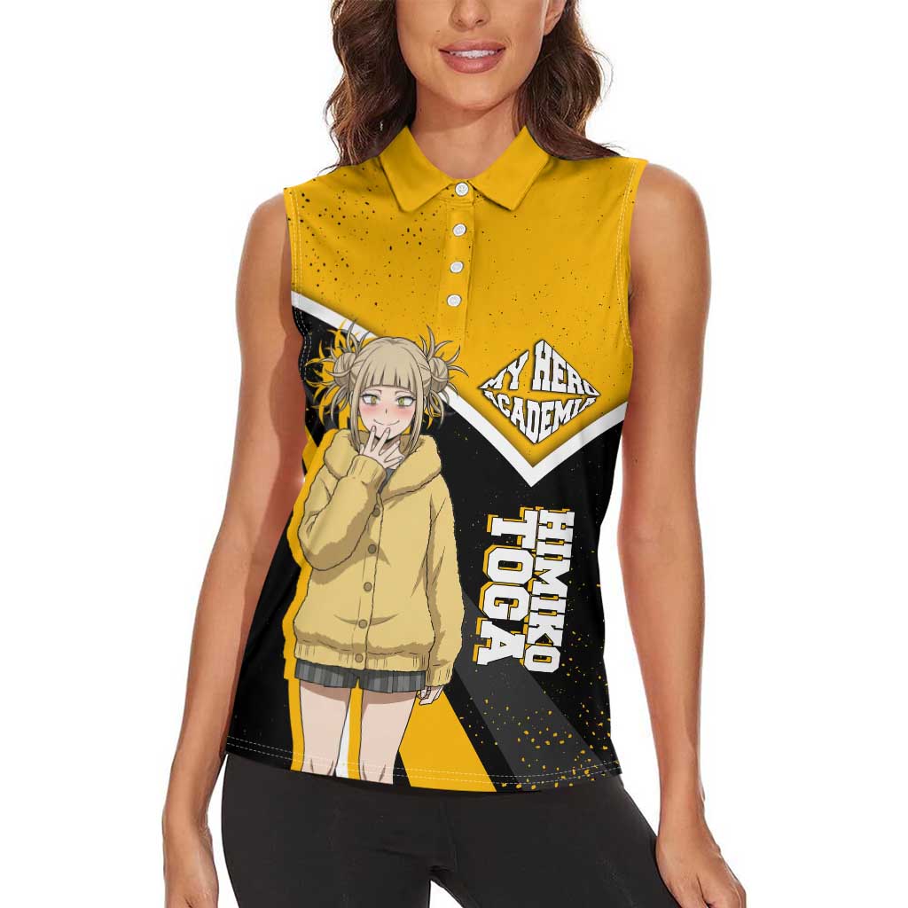 Himiko Toga My Hero Academia Women Sleeveless Polo Shirt Anime Grunge Splatter Graphic Style