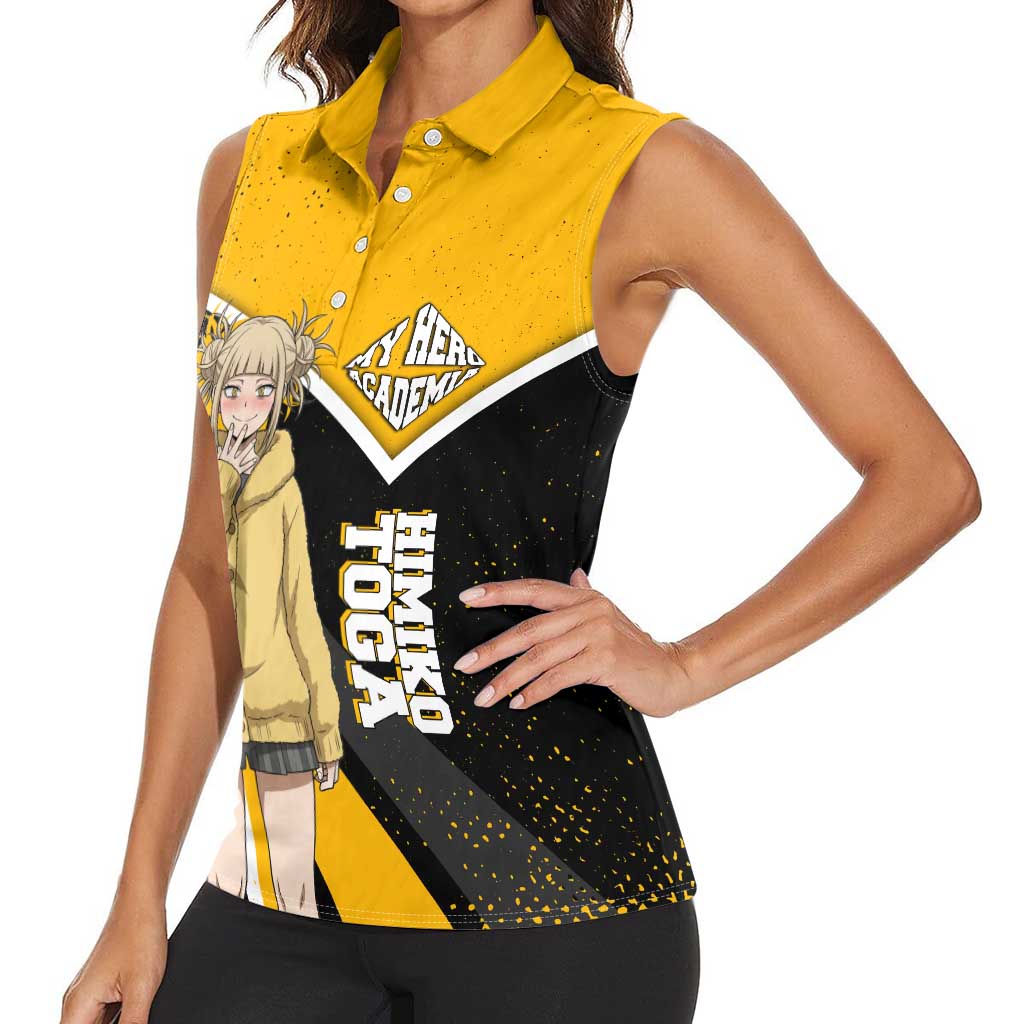 Himiko Toga My Hero Academia Women Sleeveless Polo Shirt Anime Grunge Splatter Graphic Style