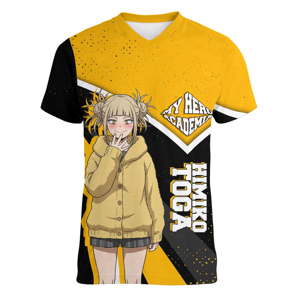 Himiko Toga My Hero Academia Women V-Neck T-Shirt Anime Grunge Splatter Graphic Style