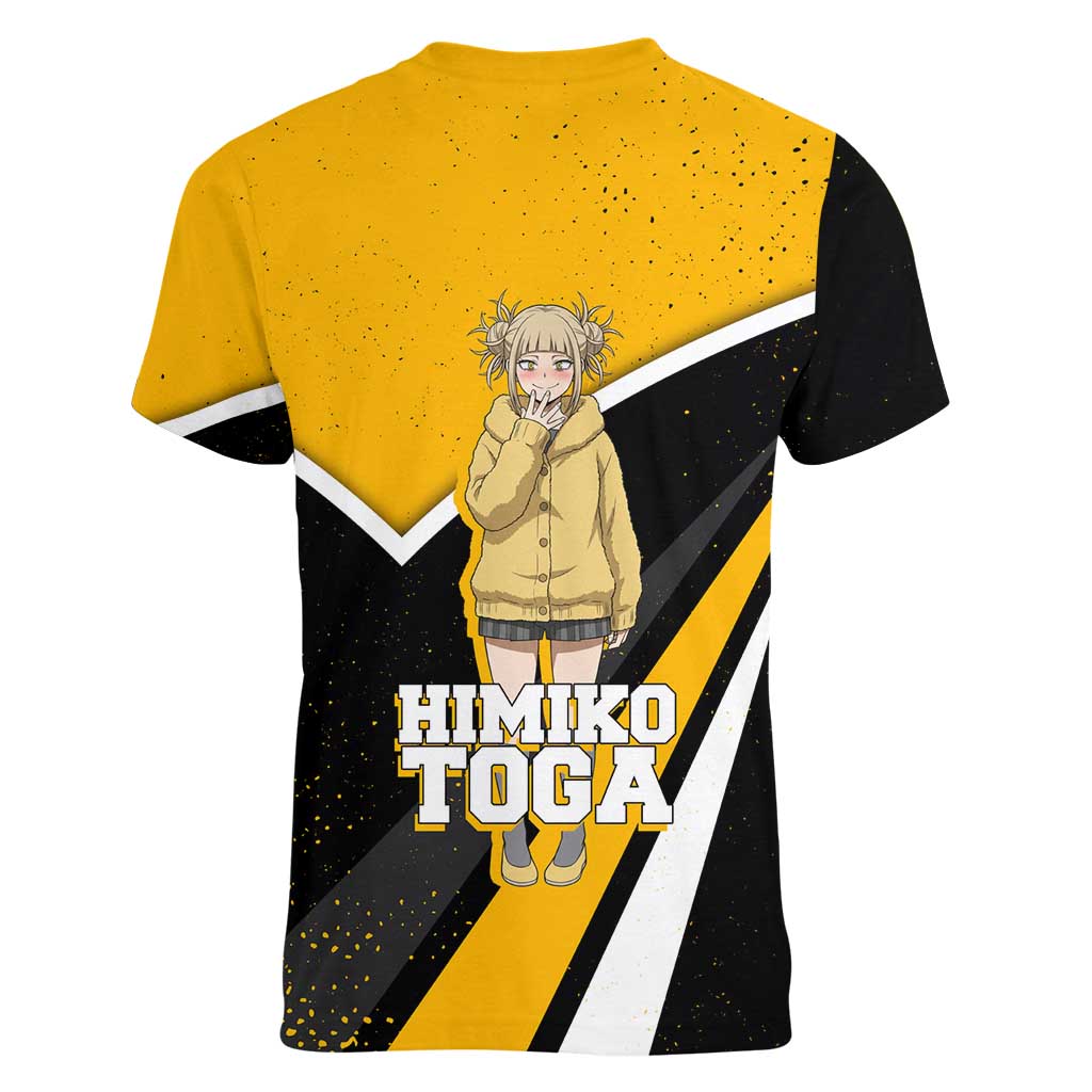 Himiko Toga My Hero Academia Women V-Neck T-Shirt Anime Grunge Splatter Graphic Style