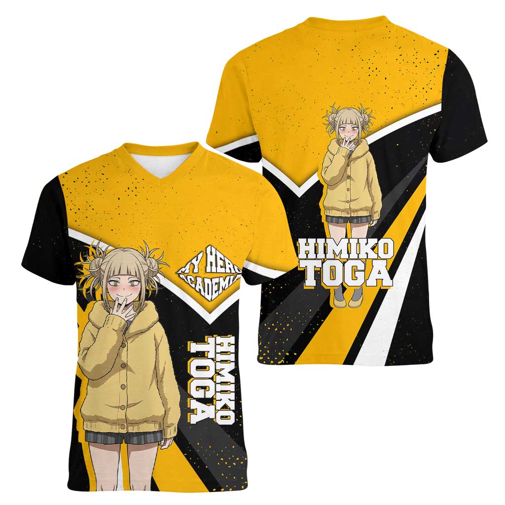 Himiko Toga My Hero Academia Women V-Neck T-Shirt Anime Grunge Splatter Graphic Style