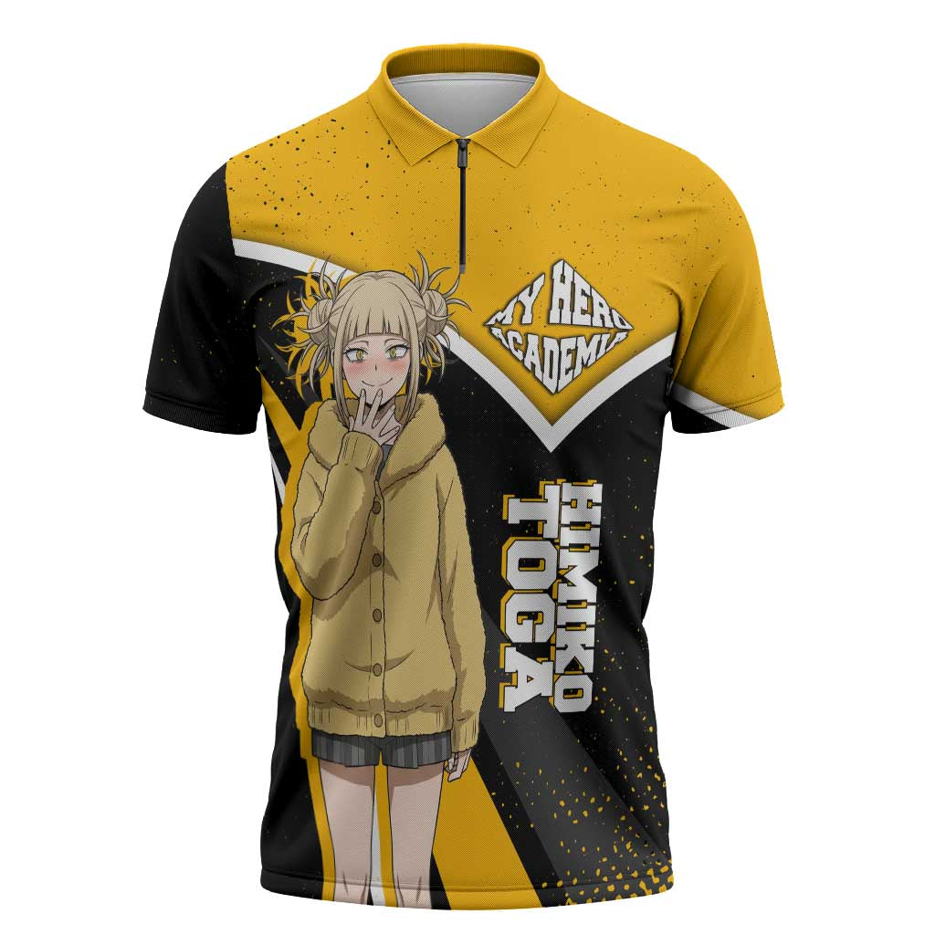 Himiko Toga My Hero Academia Zipper Polo Shirt Anime Grunge Splatter Graphic Style