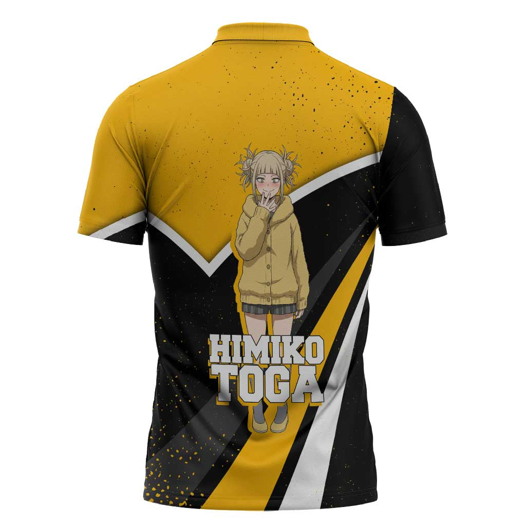 Himiko Toga My Hero Academia Zipper Polo Shirt Anime Grunge Splatter Graphic Style