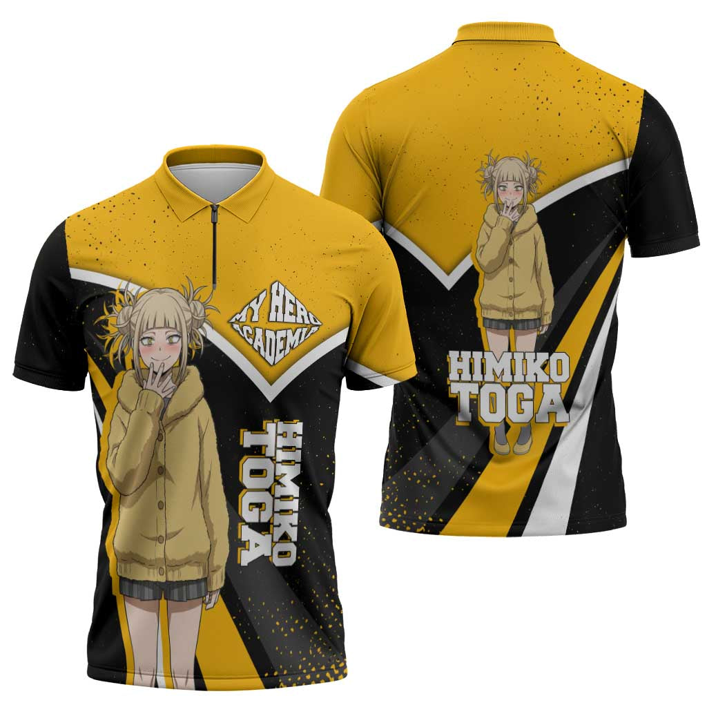 Himiko Toga My Hero Academia Zipper Polo Shirt Anime Grunge Splatter Graphic Style
