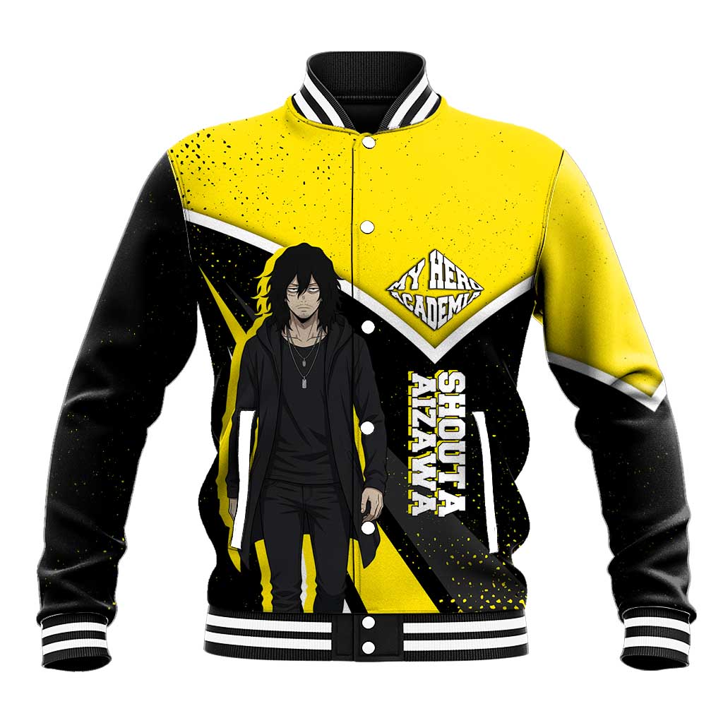 Shouta Aizawa My Hero Academia Baseball Jacket Anime Grunge Splatter Graphic Style