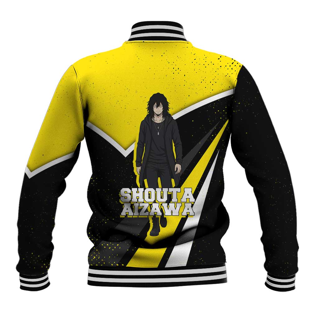 Shouta Aizawa My Hero Academia Baseball Jacket Anime Grunge Splatter Graphic Style