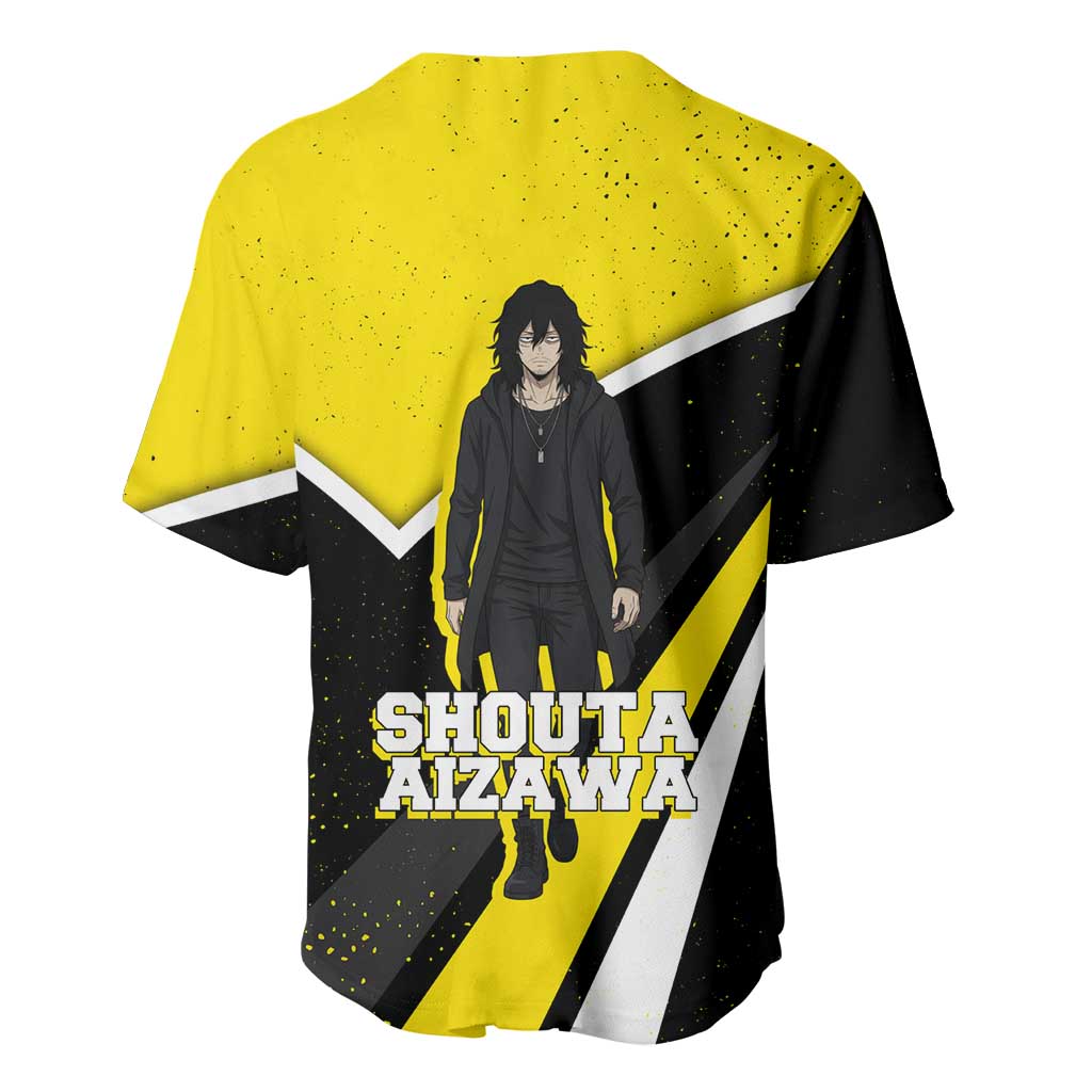 Shouta Aizawa My Hero Academia Baseball Jersey Anime Grunge Splatter Graphic Style