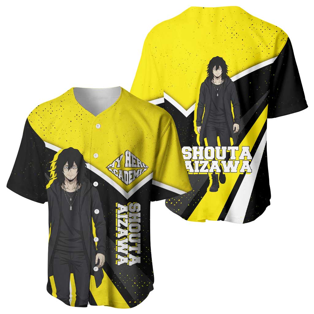 Shouta Aizawa My Hero Academia Baseball Jersey Anime Grunge Splatter Graphic Style