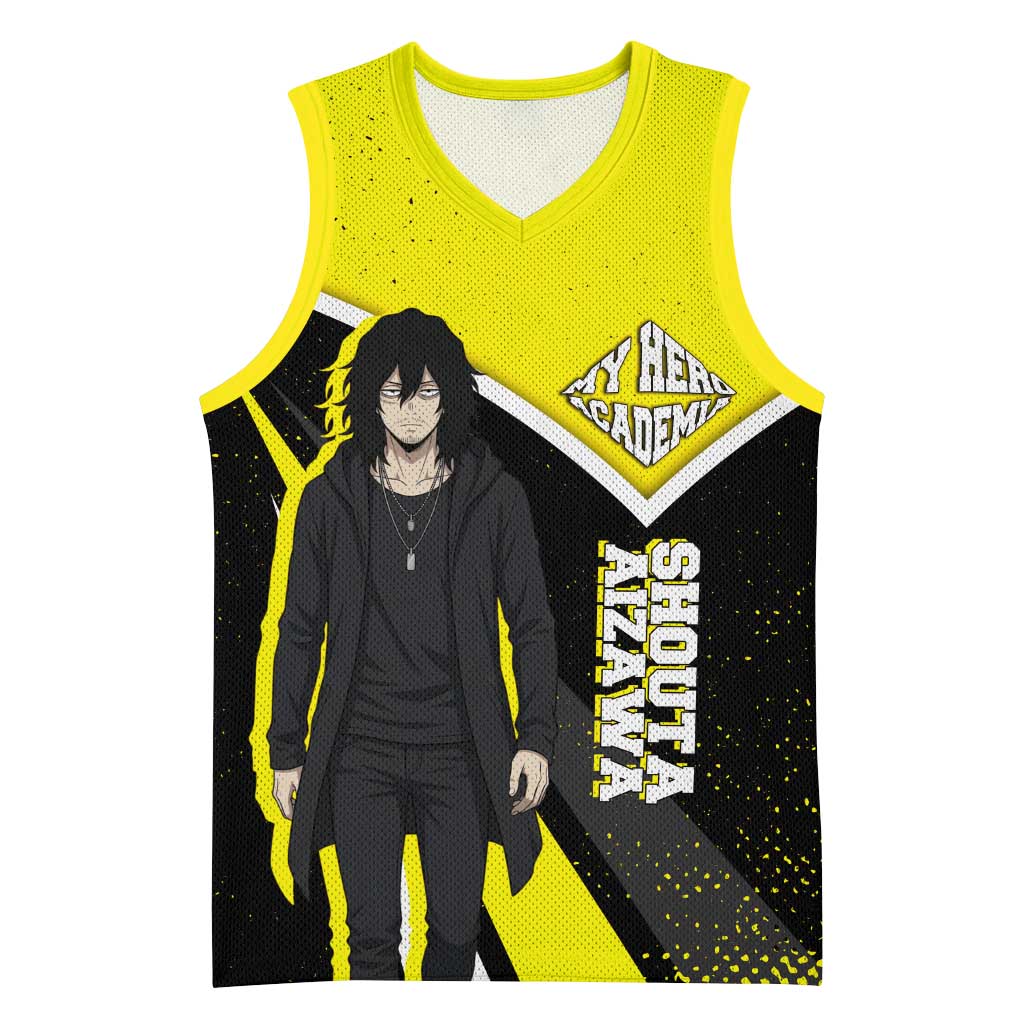 Shouta Aizawa My Hero Academia Basketball Jersey Anime Grunge Splatter Graphic Style