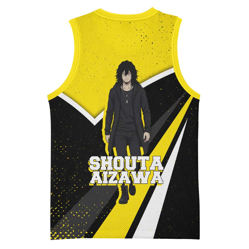 Shouta Aizawa My Hero Academia Basketball Jersey Anime Grunge Splatter Graphic Style