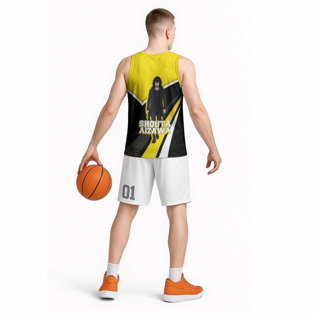 Shouta Aizawa My Hero Academia Basketball Jersey Anime Grunge Splatter Graphic Style