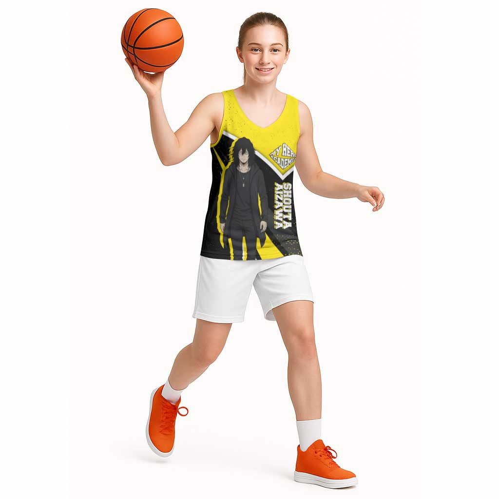 Shouta Aizawa My Hero Academia Basketball Jersey Anime Grunge Splatter Graphic Style