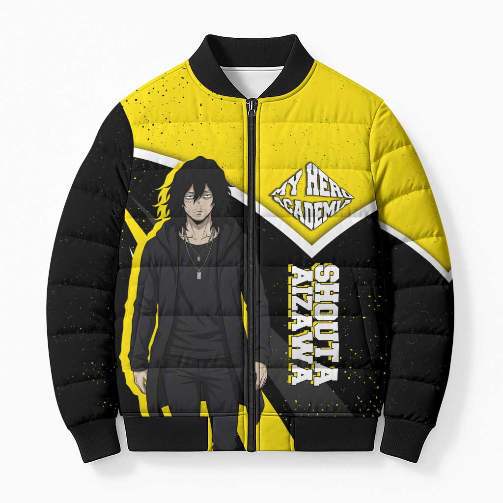 Shouta Aizawa My Hero Academia Bomber Puffer Jacket Anime Grunge Splatter Graphic Style