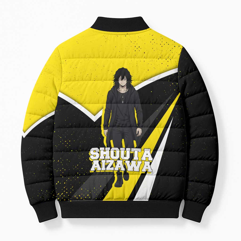 Shouta Aizawa My Hero Academia Bomber Puffer Jacket Anime Grunge Splatter Graphic Style