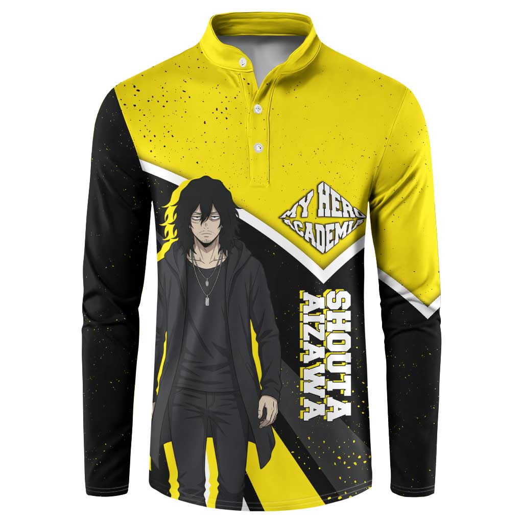 Shouta Aizawa My Hero Academia Button Sweatshirt Anime Grunge Splatter Graphic Style