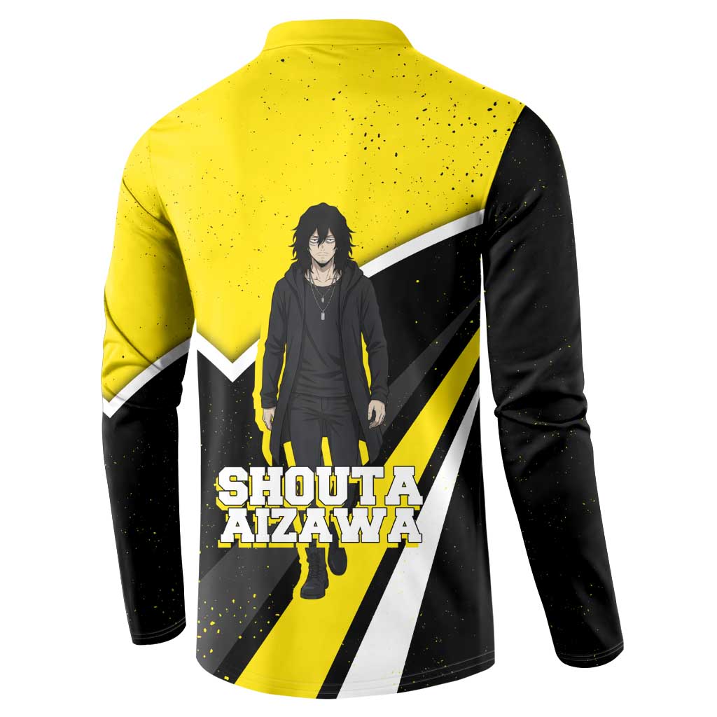 Shouta Aizawa My Hero Academia Button Sweatshirt Anime Grunge Splatter Graphic Style