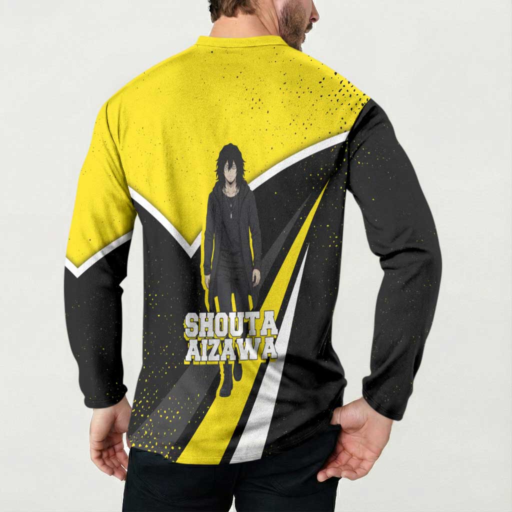 Shouta Aizawa My Hero Academia Button Sweatshirt Anime Grunge Splatter Graphic Style