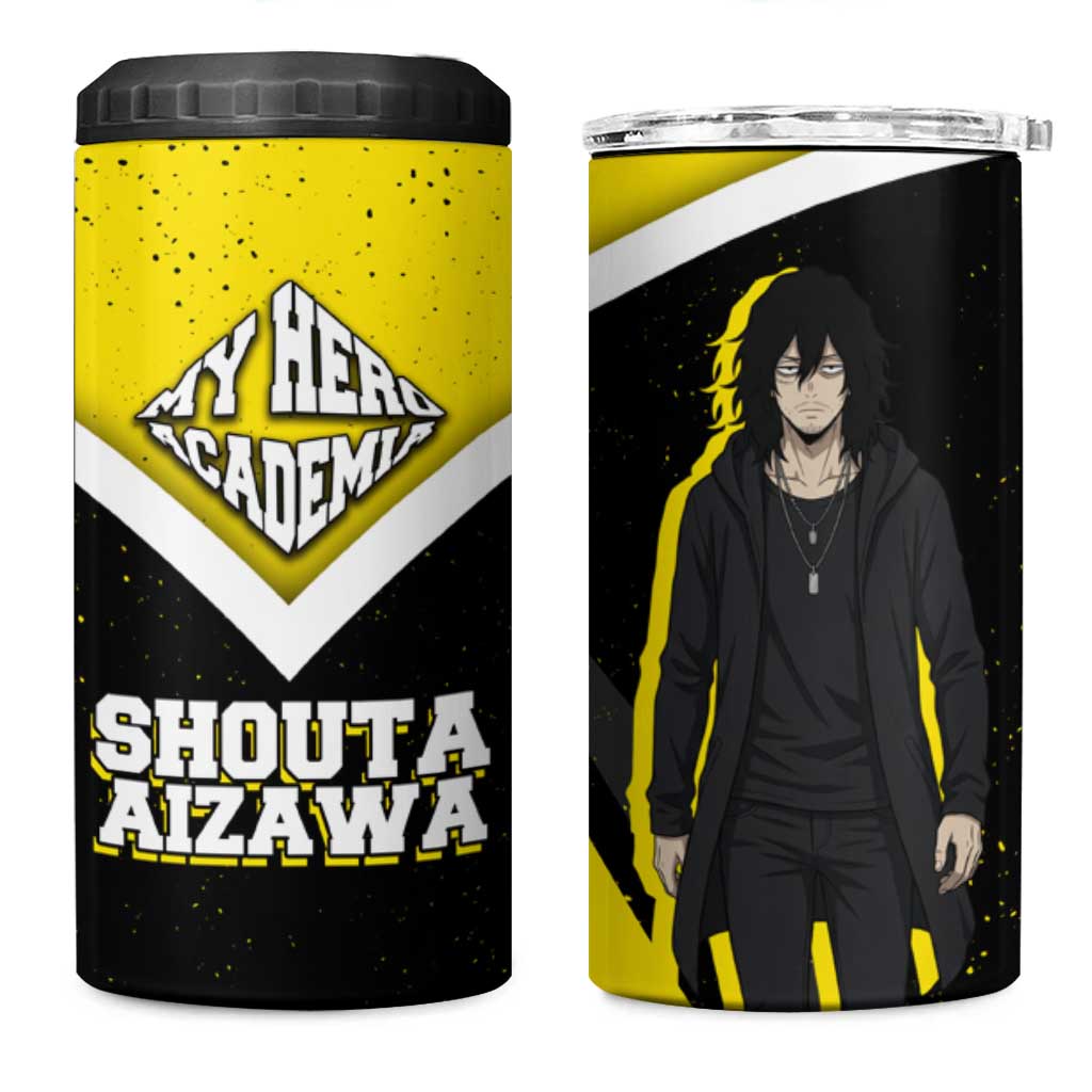 Shouta Aizawa My Hero Academia 4 in 1 Can Cooler Tumbler Anime Grunge Splatter Graphic Style