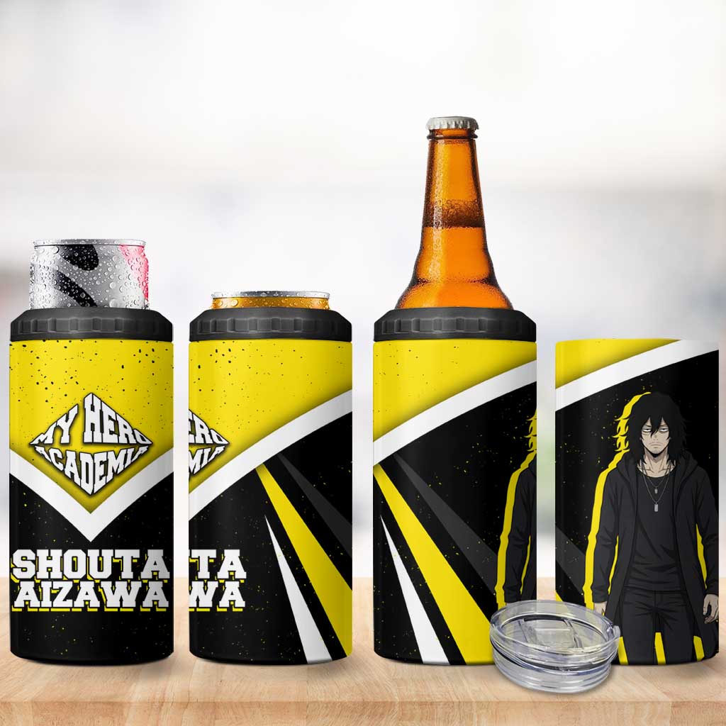 Shouta Aizawa My Hero Academia 4 in 1 Can Cooler Tumbler Anime Grunge Splatter Graphic Style