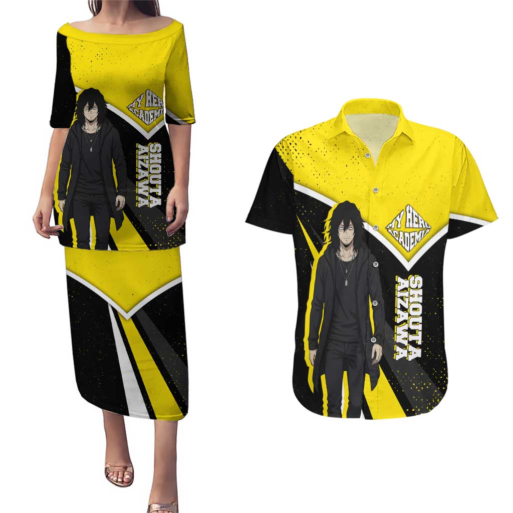 Shouta Aizawa My Hero Academia Couples Matching Puletasi and Hawaiian Shirt Anime Grunge Splatter Graphic Style