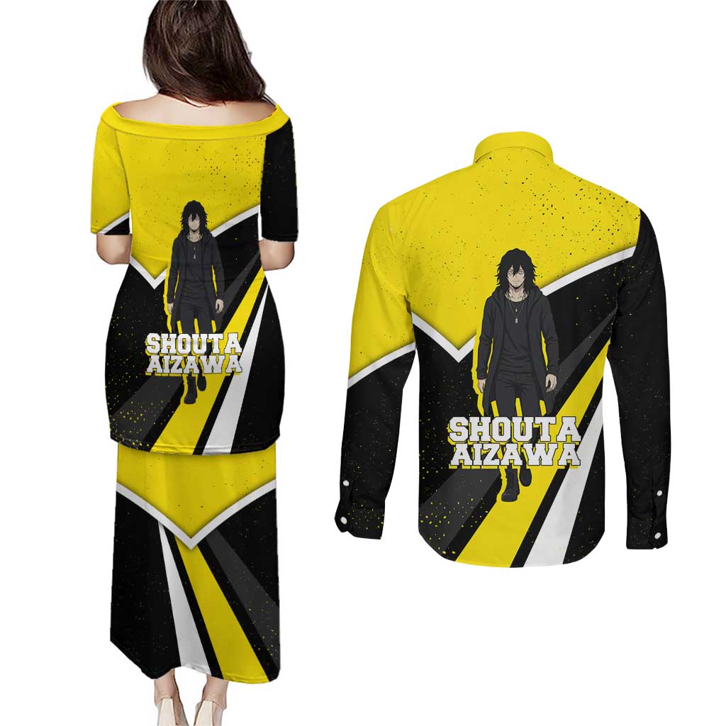Shouta Aizawa My Hero Academia Couples Matching Puletasi and Long Sleeve Button Shirt Anime Grunge Splatter Graphic Style