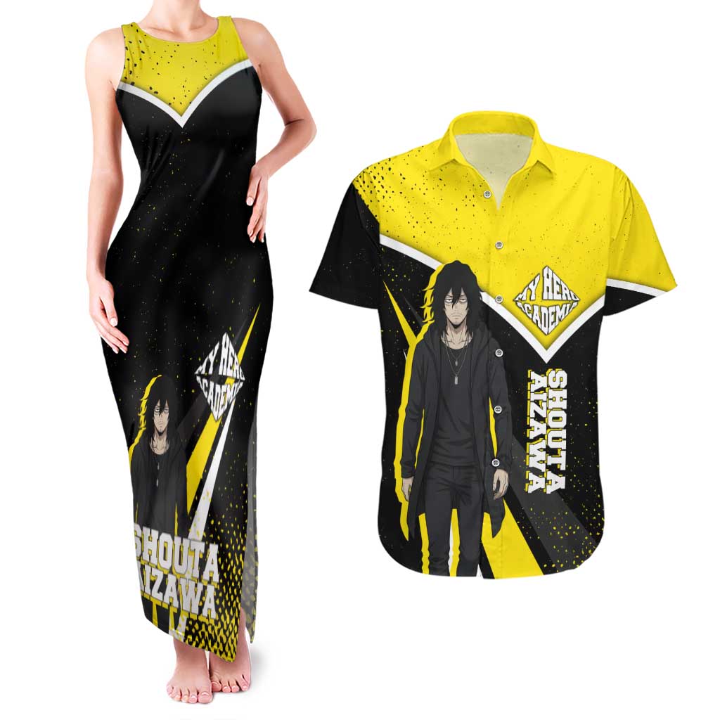 Shouta Aizawa My Hero Academia Couples Matching Tank Maxi Dress and Hawaiian Shirt Anime Grunge Splatter Graphic Style