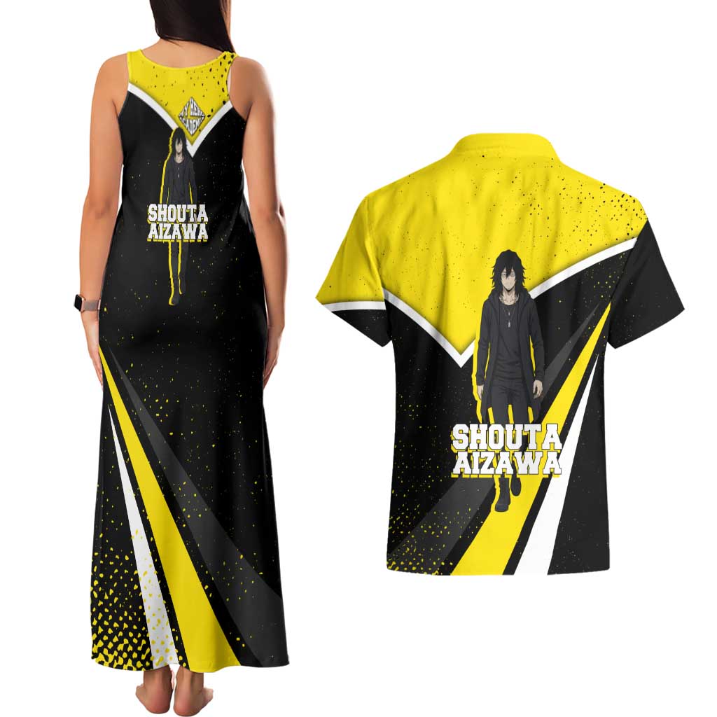 Shouta Aizawa My Hero Academia Couples Matching Tank Maxi Dress and Hawaiian Shirt Anime Grunge Splatter Graphic Style