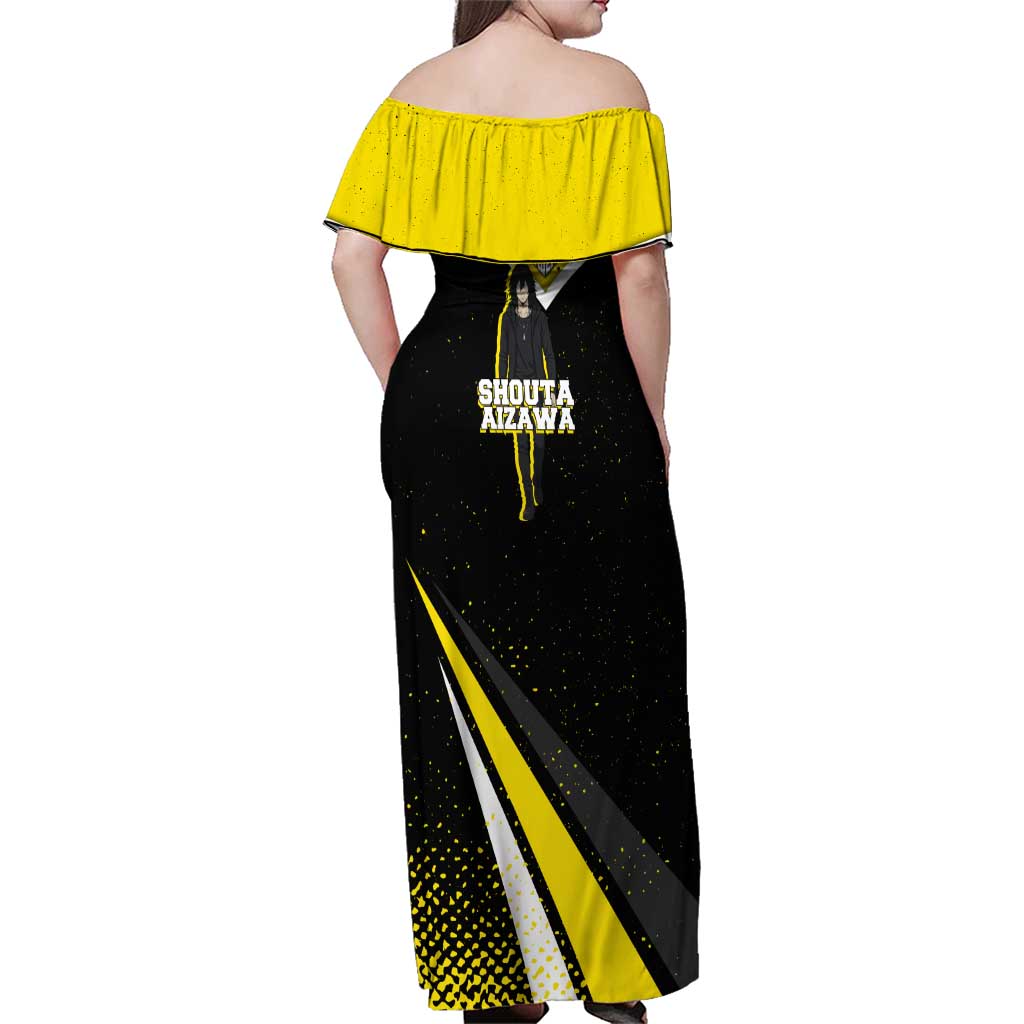 Shouta Aizawa My Hero Academia Family Matching Off Shoulder Maxi Dress and Hawaiian Shirt Anime Grunge Splatter Graphic Style