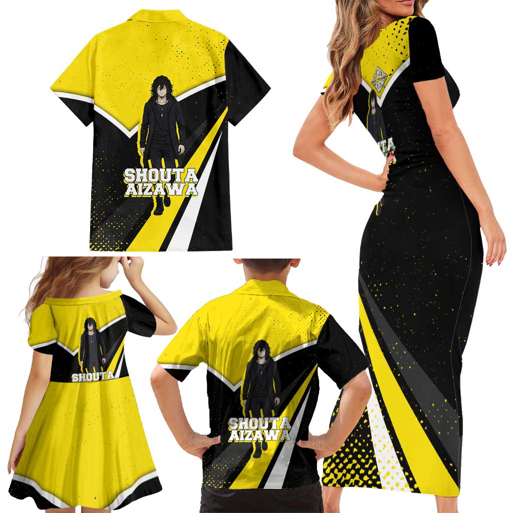 Shouta Aizawa My Hero Academia Family Matching Short Sleeve Bodycon Dress and Hawaiian Shirt Anime Grunge Splatter Graphic Style