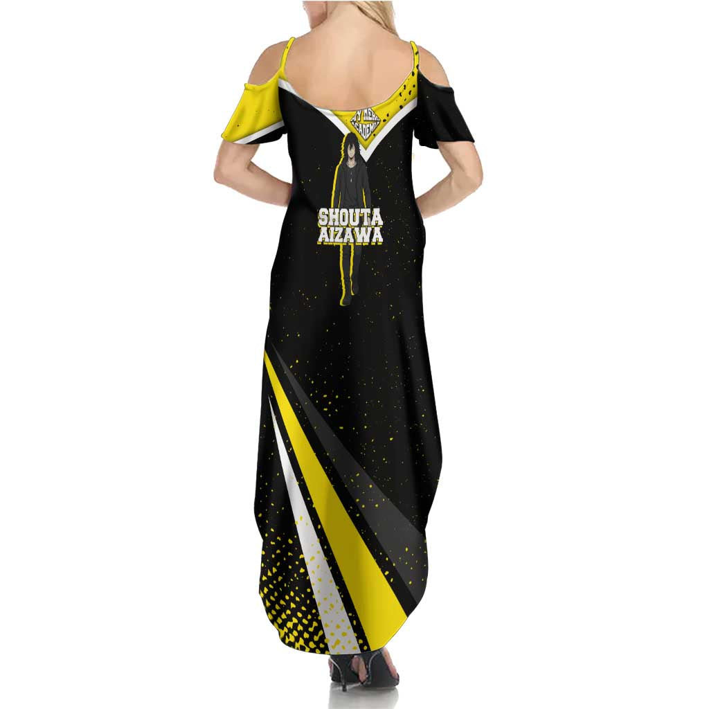 Shouta Aizawa My Hero Academia Family Matching Summer Maxi Dress and Hawaiian Shirt Anime Grunge Splatter Graphic Style