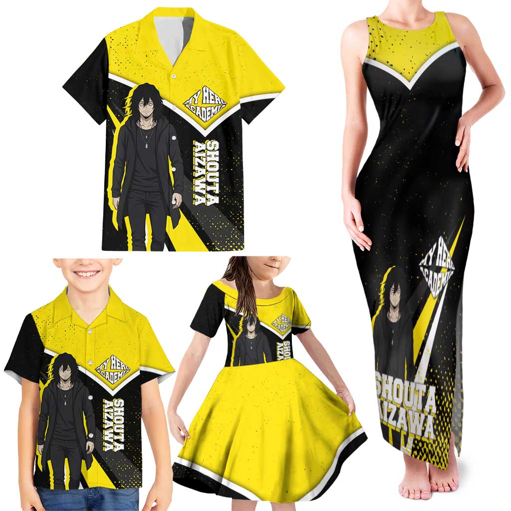 Shouta Aizawa My Hero Academia Family Matching Tank Maxi Dress and Hawaiian Shirt Anime Grunge Splatter Graphic Style