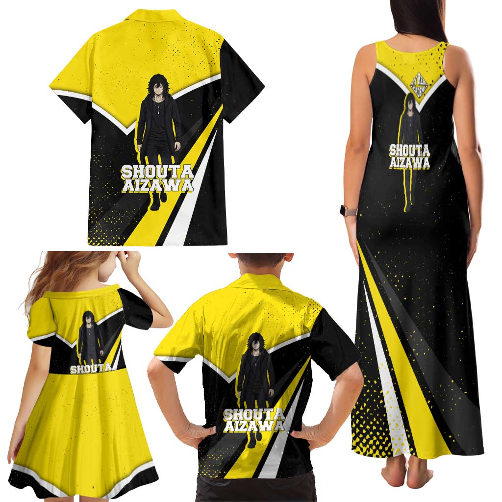 Shouta Aizawa My Hero Academia Family Matching Tank Maxi Dress and Hawaiian Shirt Anime Grunge Splatter Graphic Style