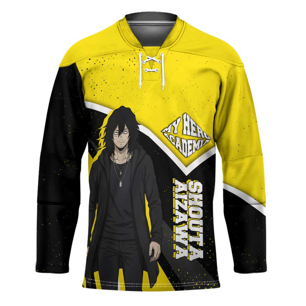 Shouta Aizawa My Hero Academia Hockey Jersey Anime Grunge Splatter Graphic Style