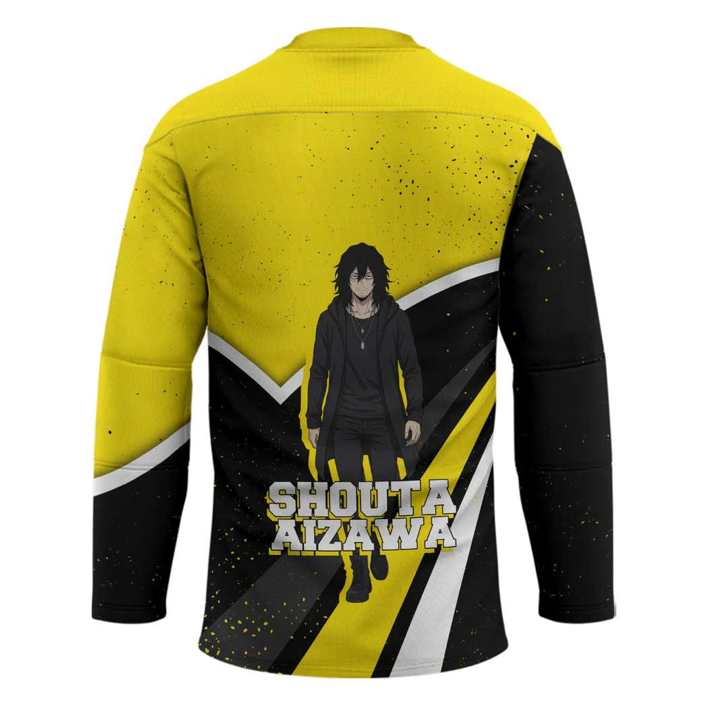 Shouta Aizawa My Hero Academia Hockey Jersey Anime Grunge Splatter Graphic Style