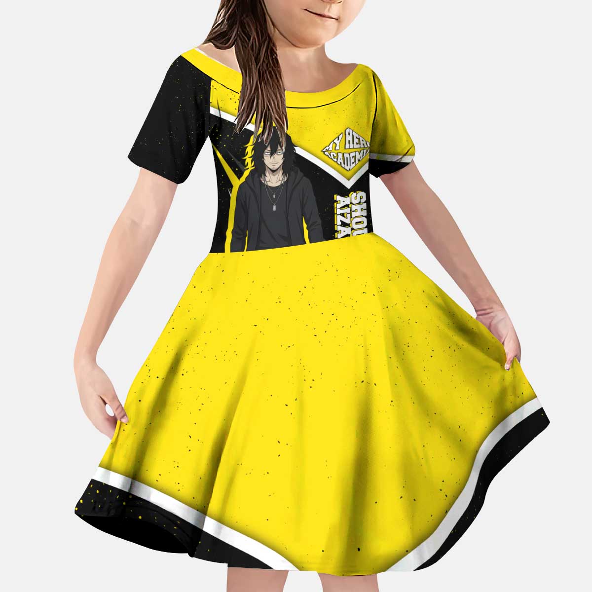 Shouta Aizawa My Hero Academia Kid Short Sleeve Dress Anime Grunge Splatter Graphic Style